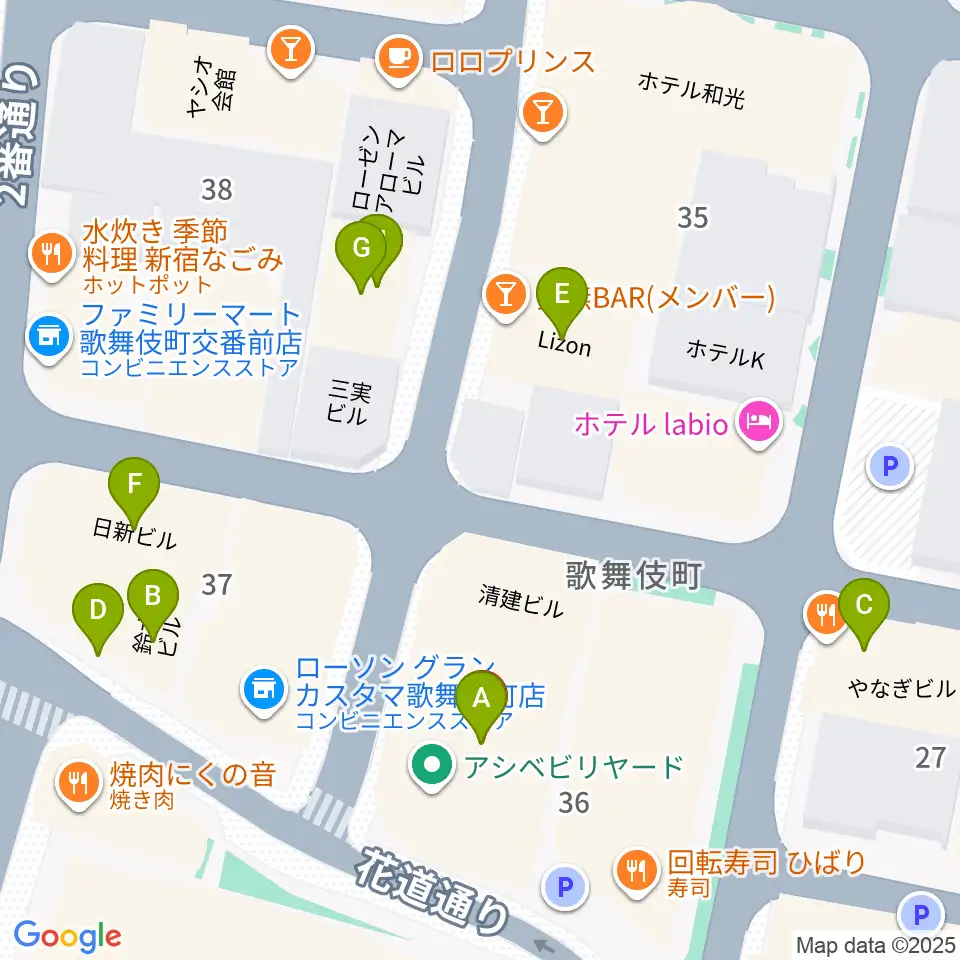 ACB HALL周辺のカフェ一覧地図