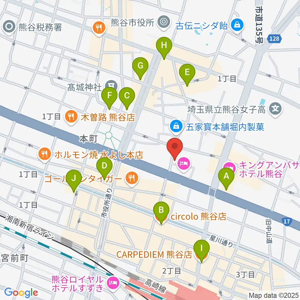 ヘブンズロック熊谷VJ-1周辺のカフェ一覧地図