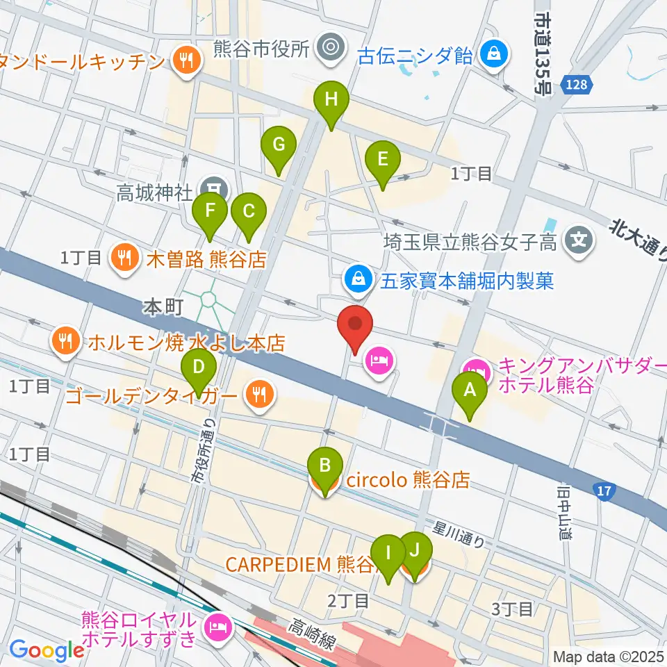 ヘブンズロック熊谷VJ-1周辺のカフェ一覧地図