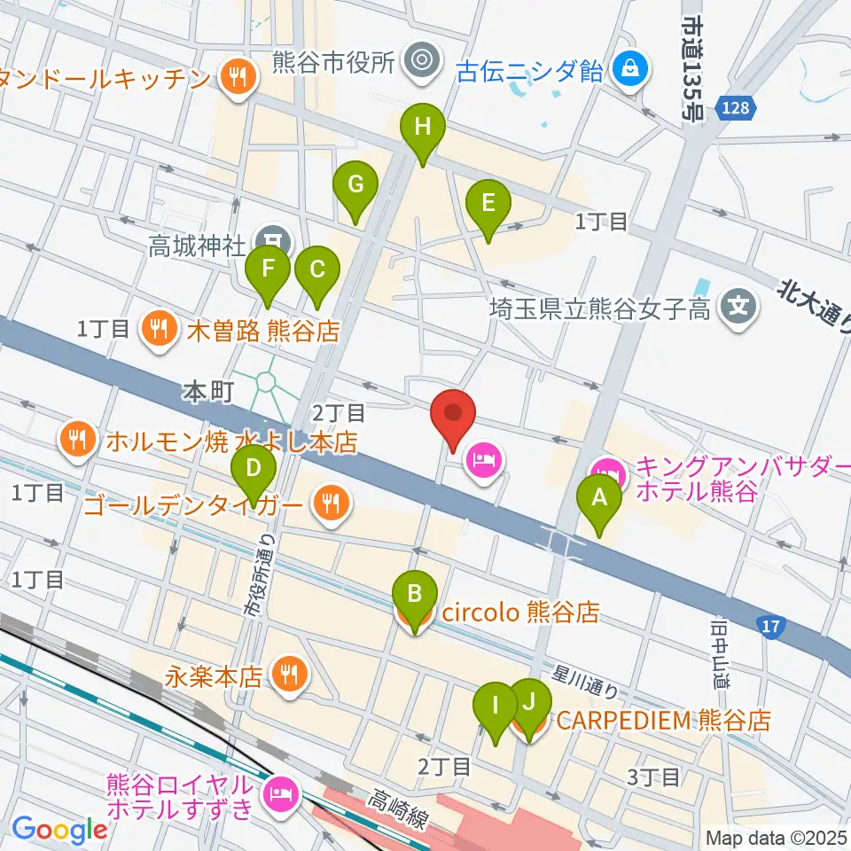 ヘブンズロック熊谷VJ-1周辺のカフェ一覧地図