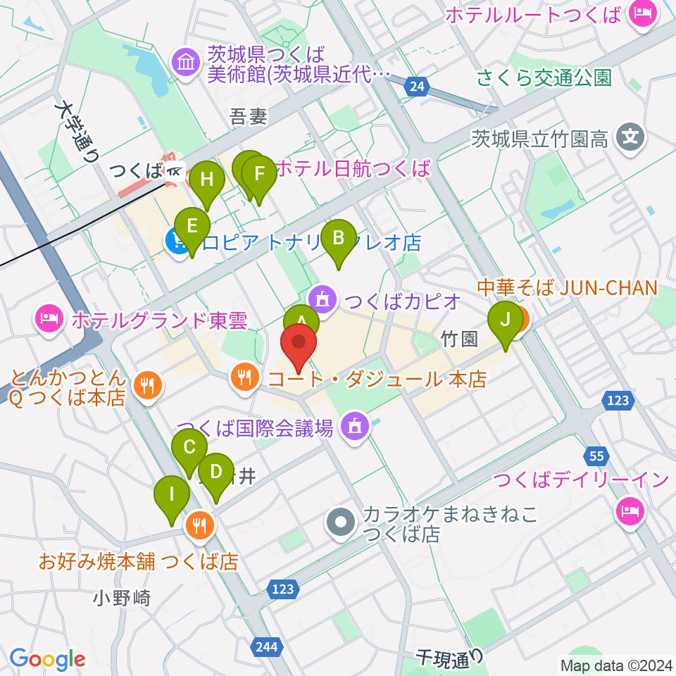 つくばパークダイナー周辺のカフェ一覧地図