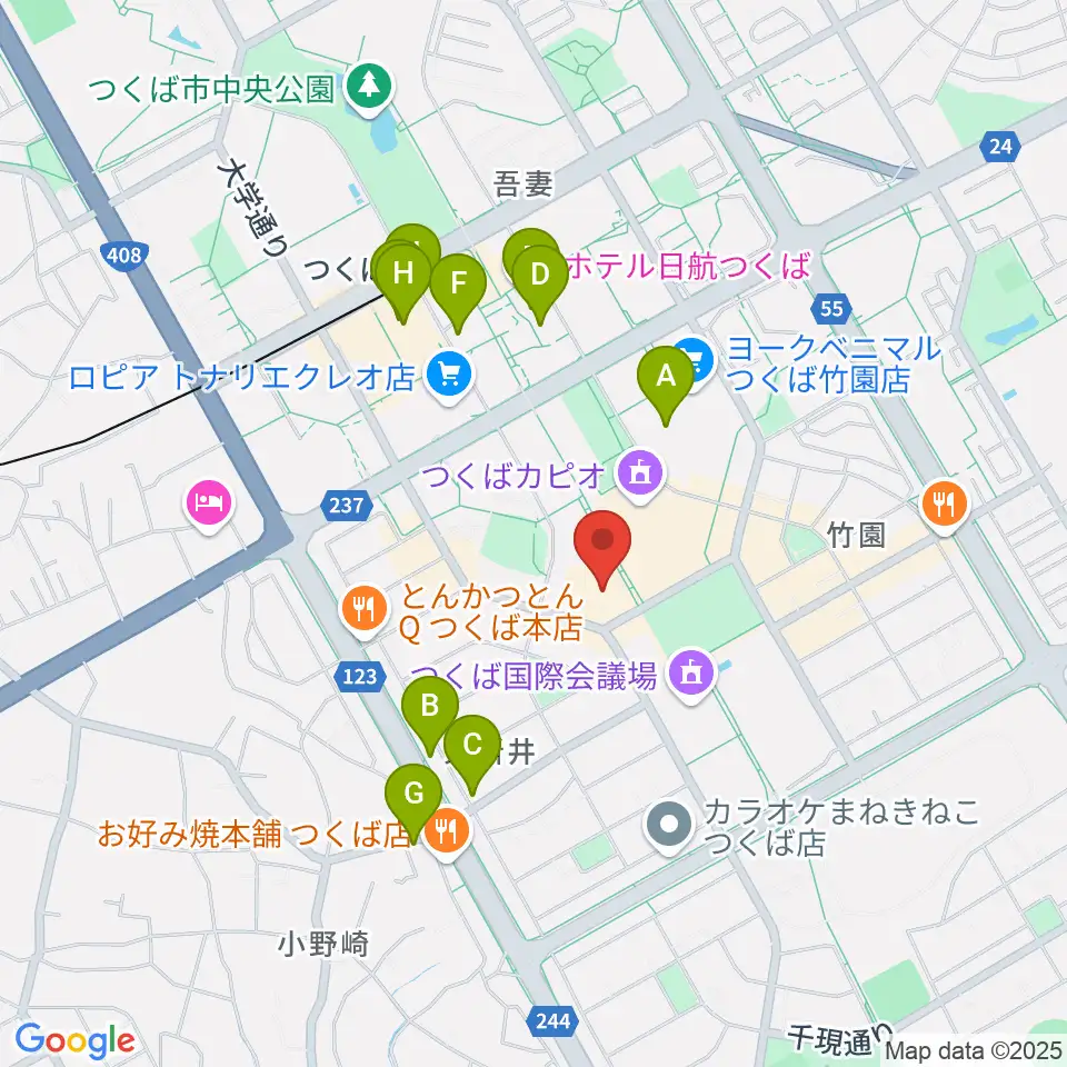 つくばパークダイナー周辺のカフェ一覧地図