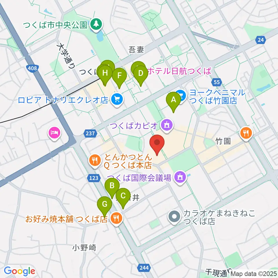 つくばパークダイナー周辺のカフェ一覧地図