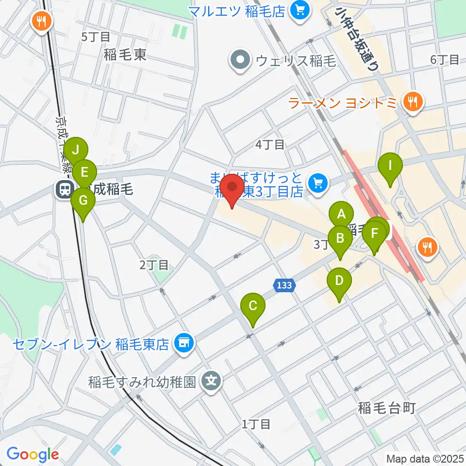 稲毛K'S DREAM周辺のカフェ一覧地図