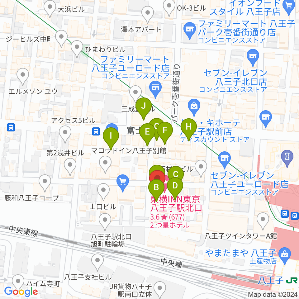 八王子Match Vox周辺のカフェ一覧地図