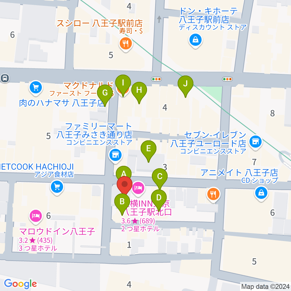 八王子Match Vox周辺のカフェ一覧地図