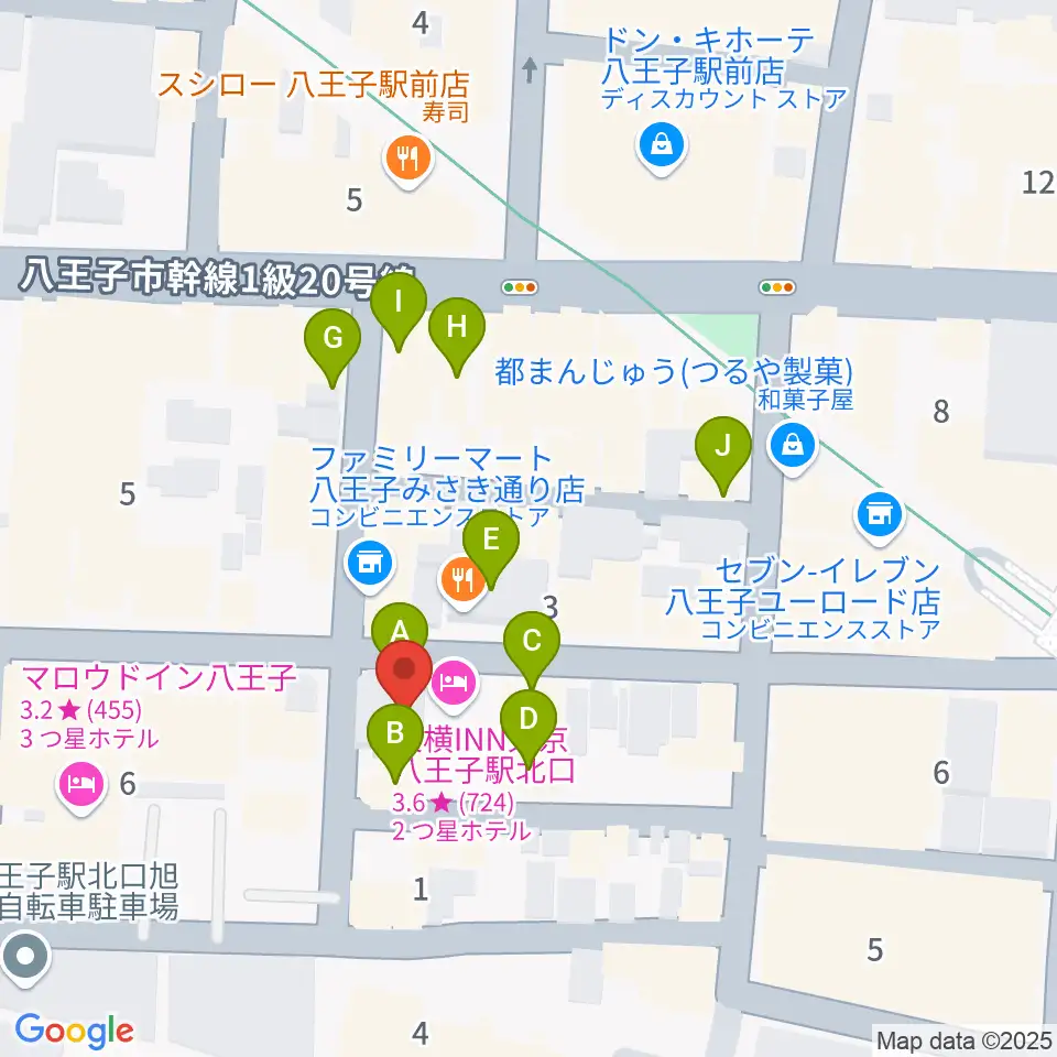 八王子Match Vox周辺のカフェ一覧地図