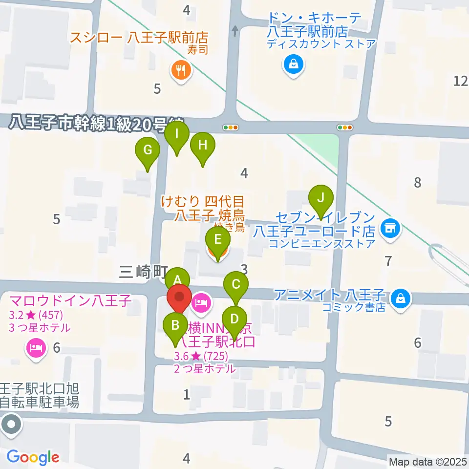 八王子Match Vox周辺のカフェ一覧地図