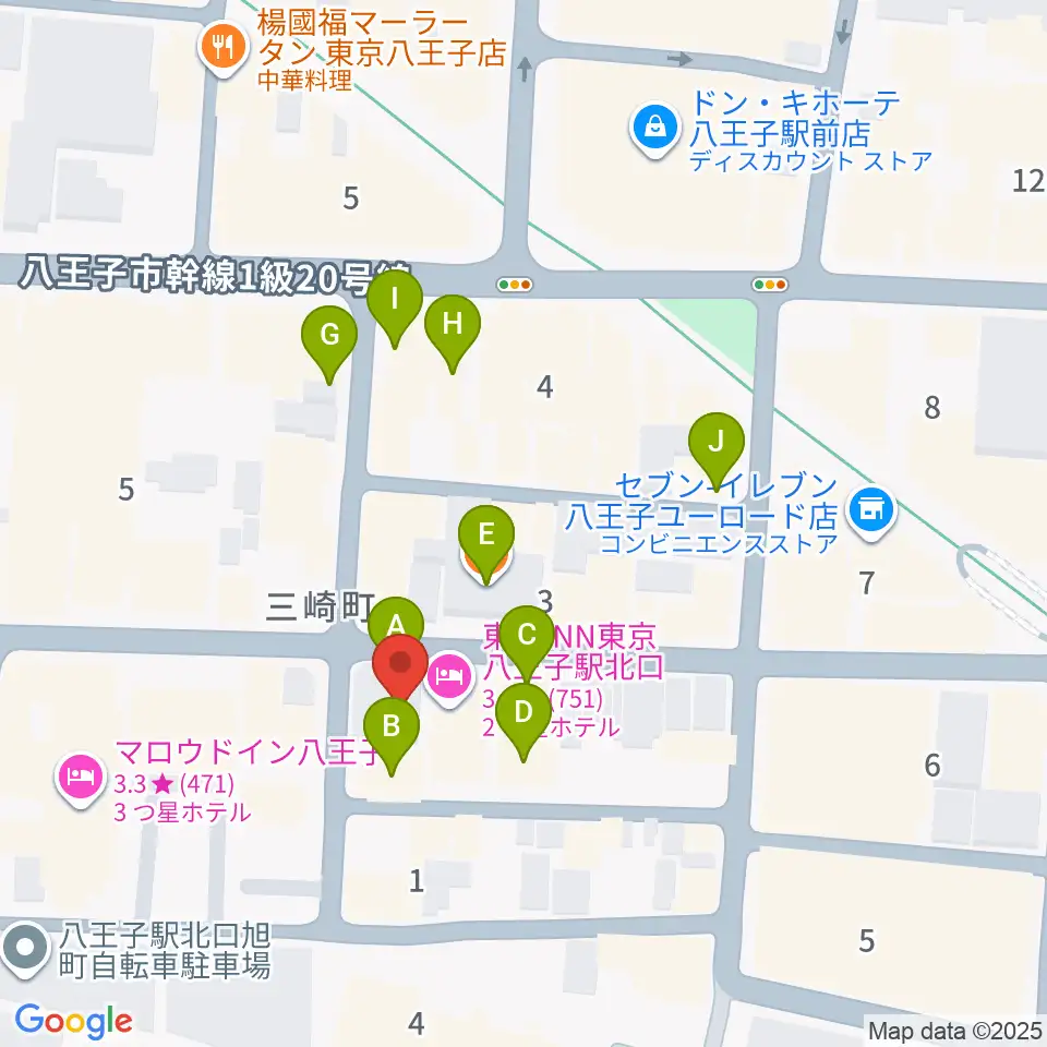 八王子Match Vox周辺のカフェ一覧地図