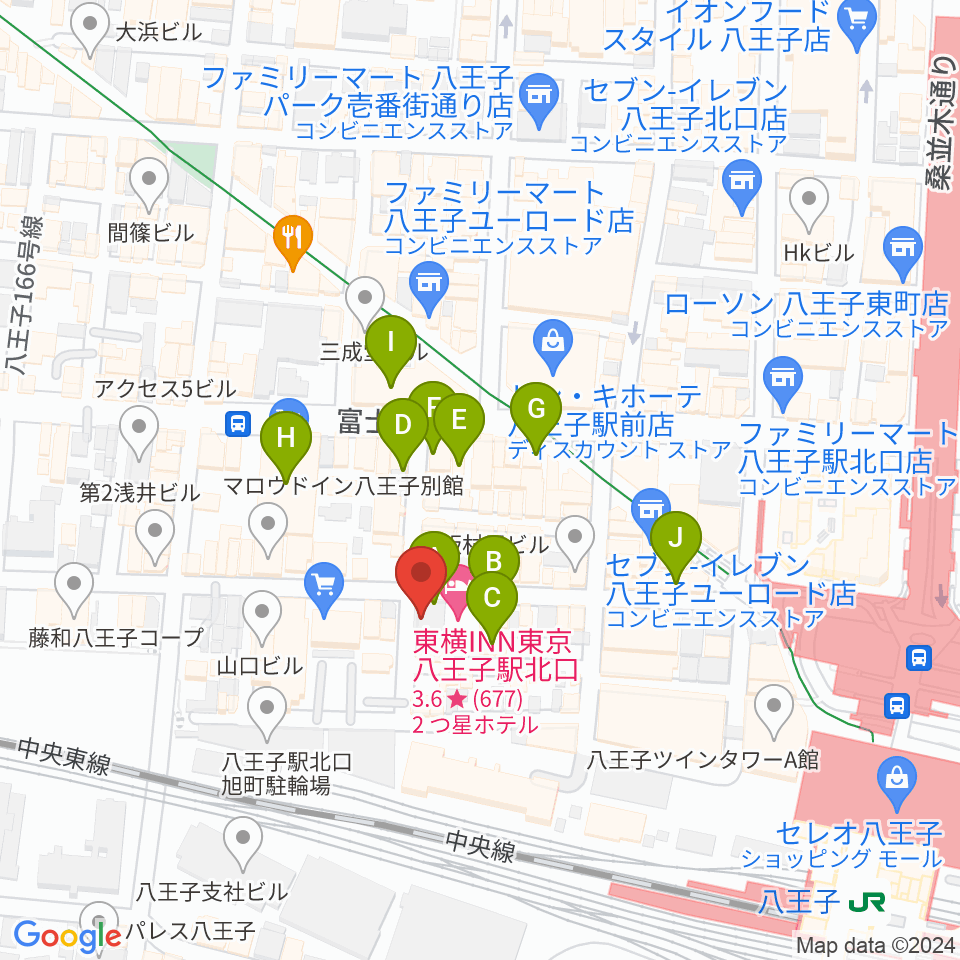 八王子RIPS周辺のカフェ一覧地図