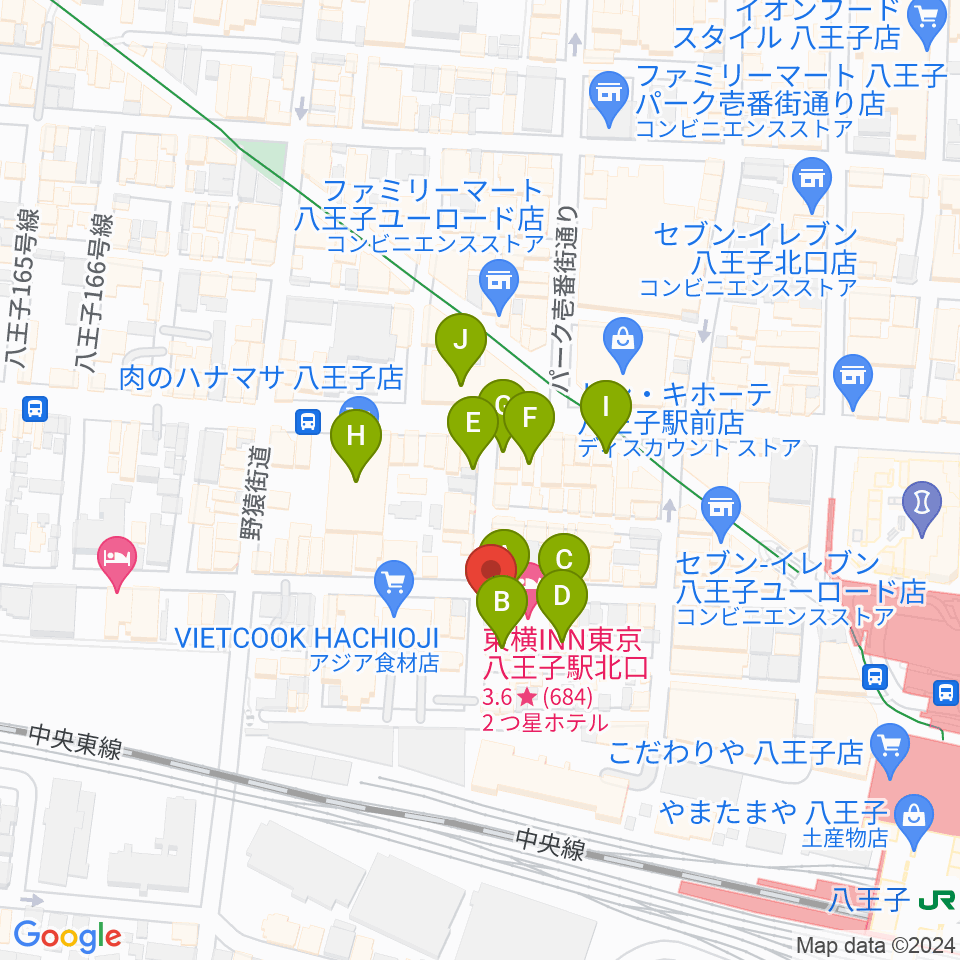 八王子RIPS周辺のカフェ一覧地図