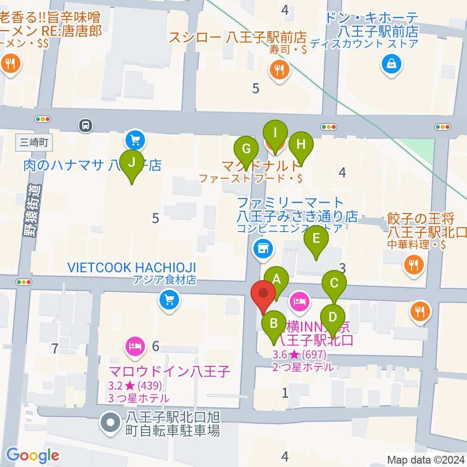 八王子RIPS周辺のカフェ一覧地図