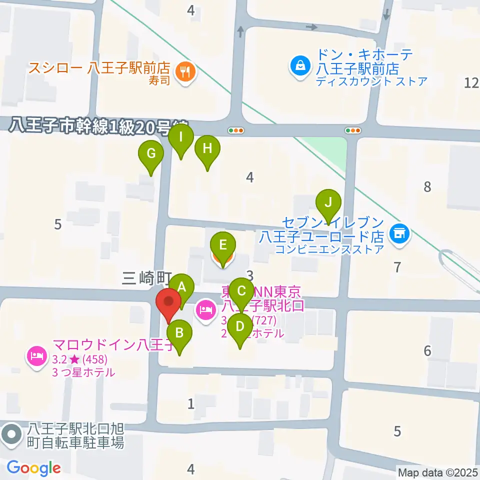 八王子RIPS周辺のカフェ一覧地図