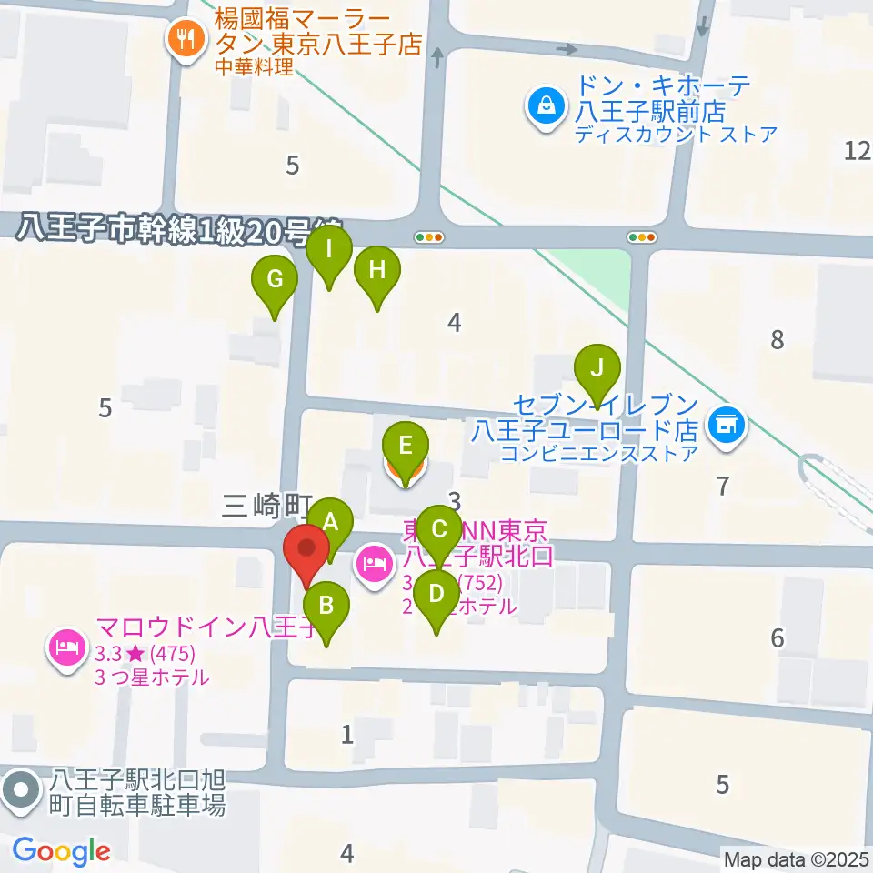 八王子RIPS周辺のカフェ一覧地図