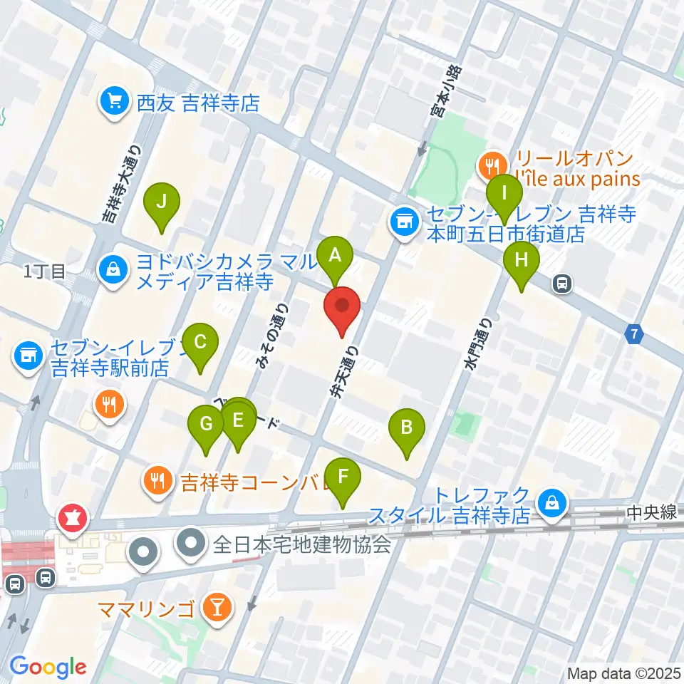 吉祥寺WARP周辺のカフェ一覧地図