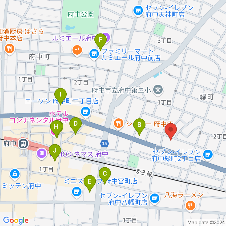 府中Flight周辺のカフェ一覧地図