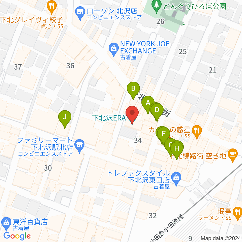 下北沢ERA周辺のカフェ一覧地図