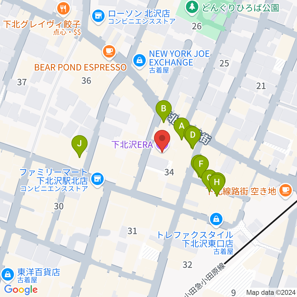 下北沢ERA周辺のカフェ一覧地図