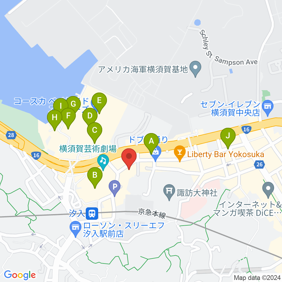 横須賀かぼちゃ屋周辺のカフェ一覧地図