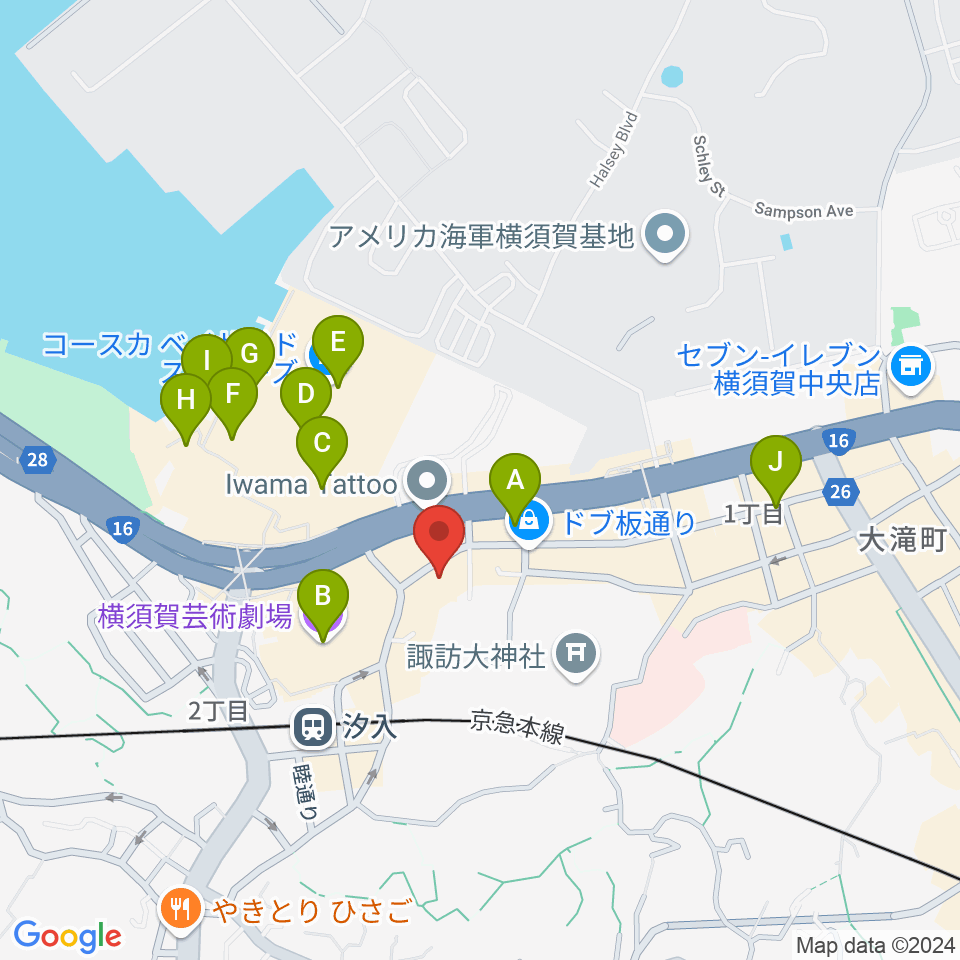 横須賀かぼちゃ屋周辺のカフェ一覧地図