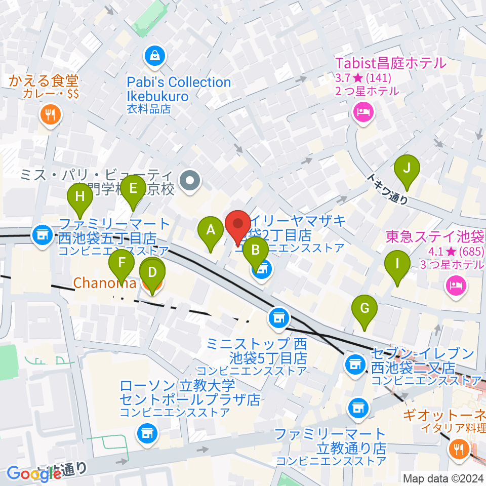 池袋バレルハウス周辺のカフェ一覧地図