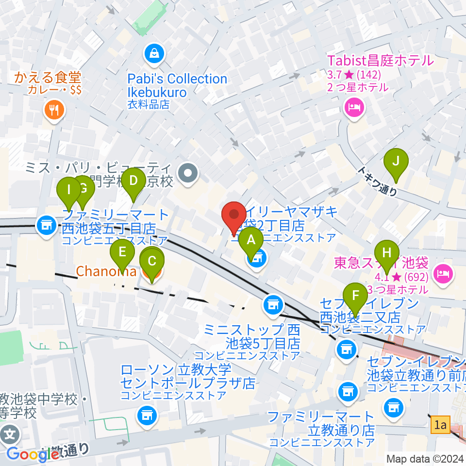 池袋バレルハウス周辺のカフェ一覧地図