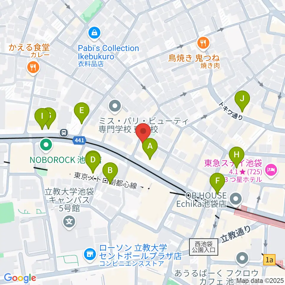 池袋バレルハウス周辺のカフェ一覧地図