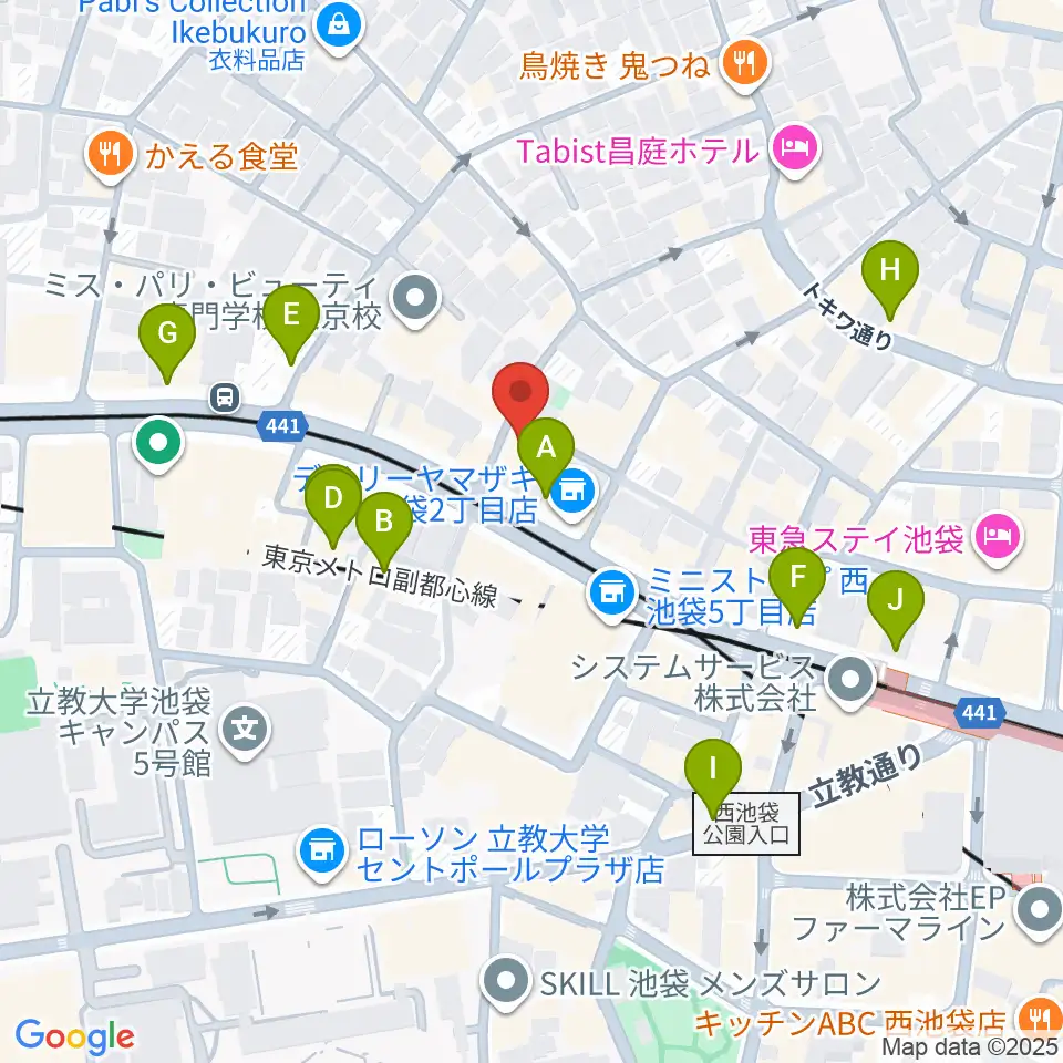 池袋バレルハウス周辺のカフェ一覧地図