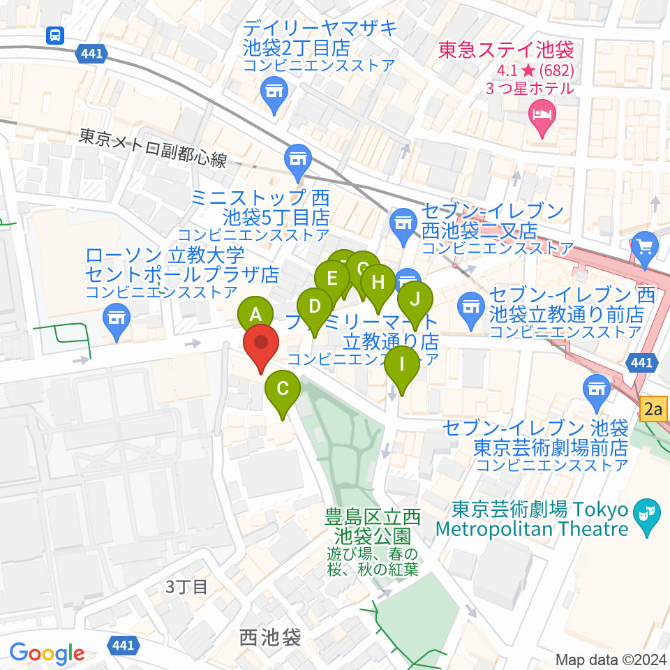 池袋アップルジャンプ周辺のカフェ一覧地図