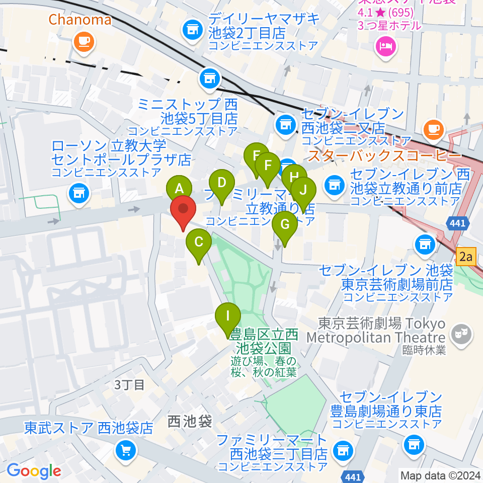 池袋アップルジャンプ周辺のカフェ一覧地図