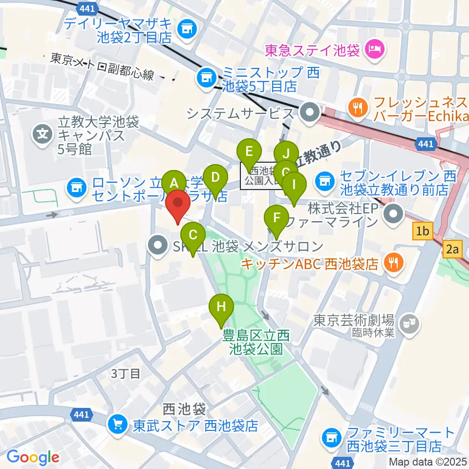 池袋アップルジャンプ周辺のカフェ一覧地図