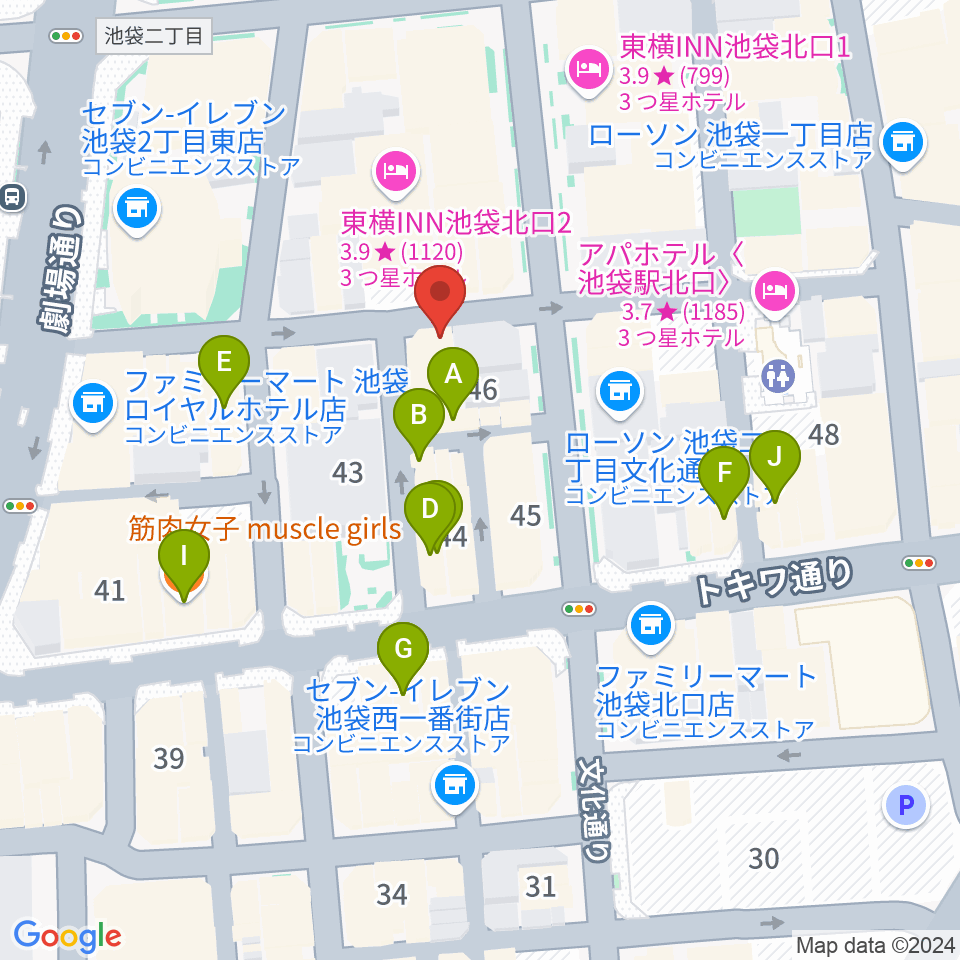 池袋手刀 チョップ周辺のカフェ一覧地図