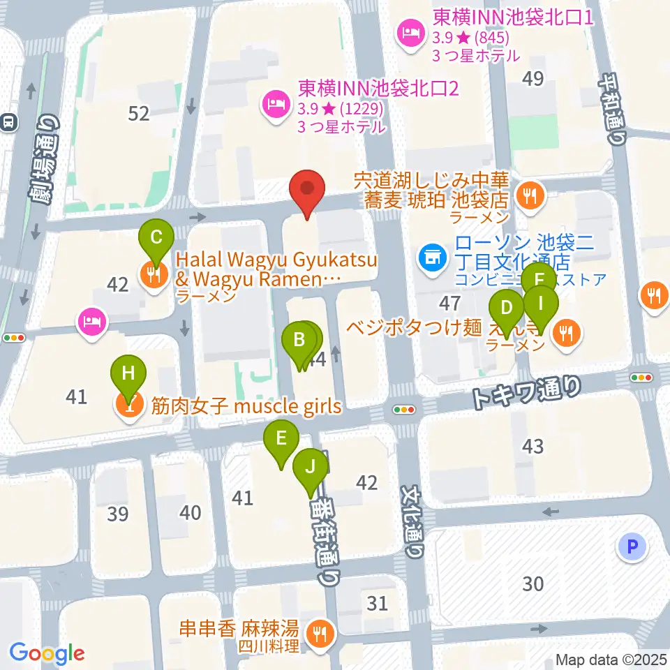 池袋手刀 チョップ周辺のカフェ一覧地図