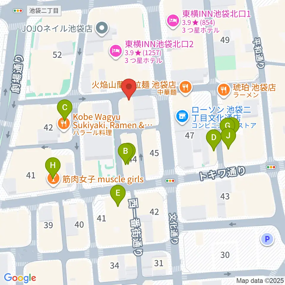 池袋手刀 チョップ周辺のカフェ一覧地図
