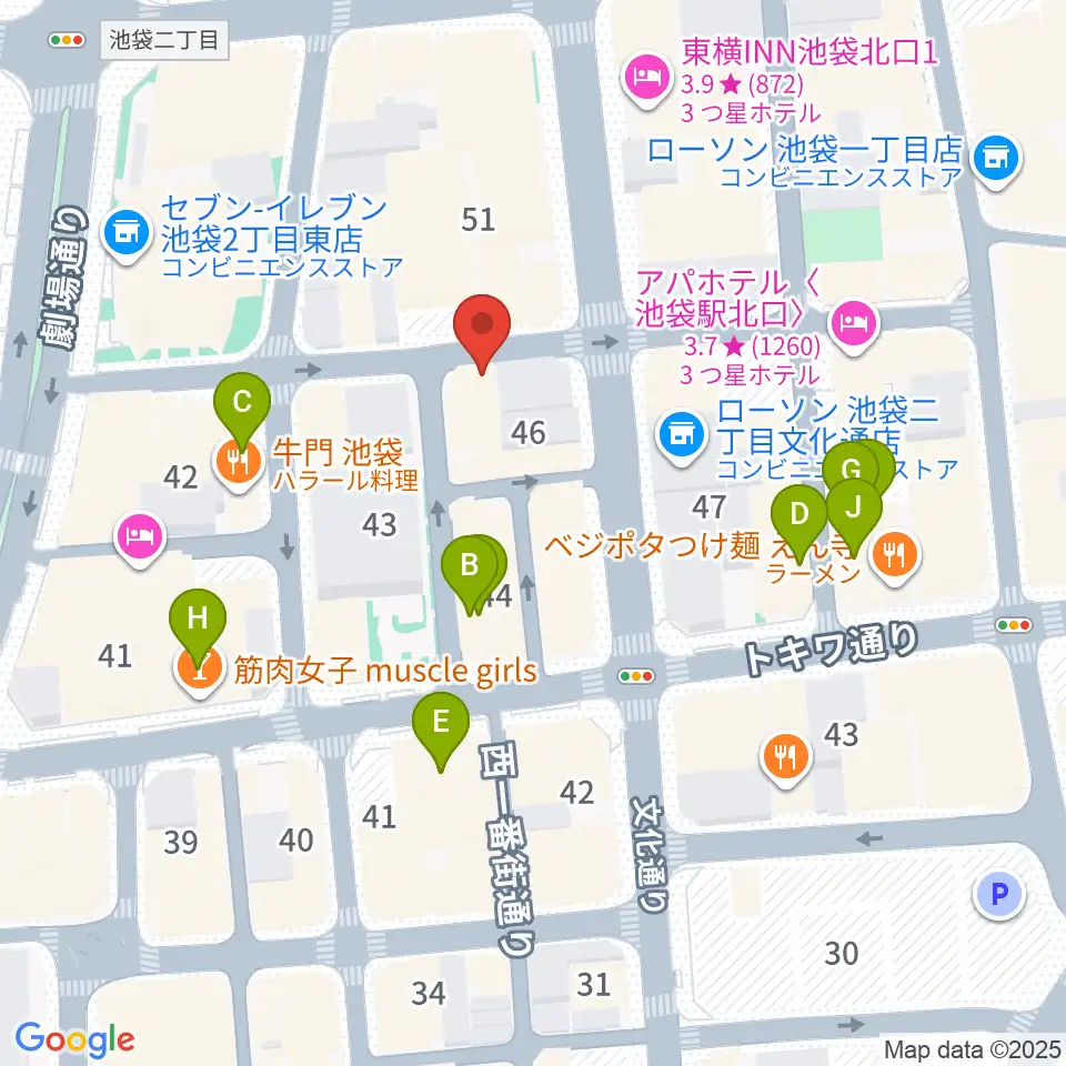 池袋手刀 チョップ周辺のカフェ一覧地図