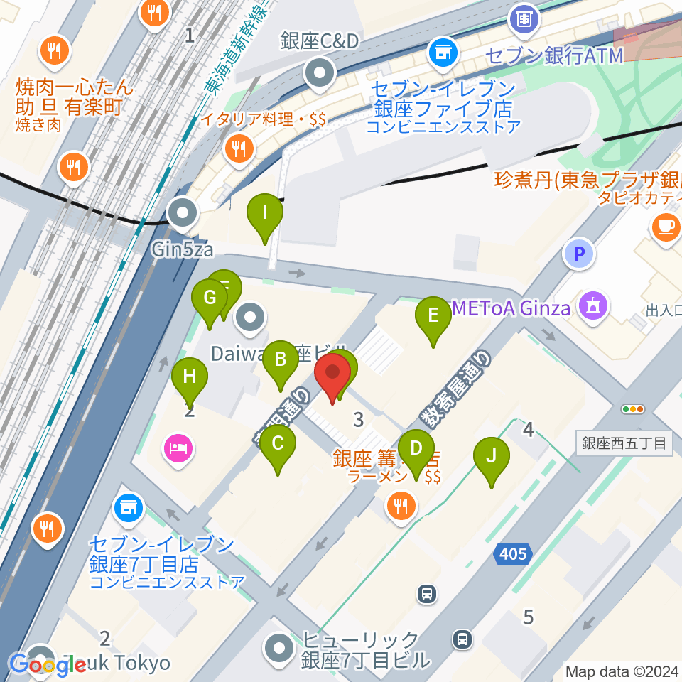 銀座ミーヤカフェ周辺のカフェ一覧地図