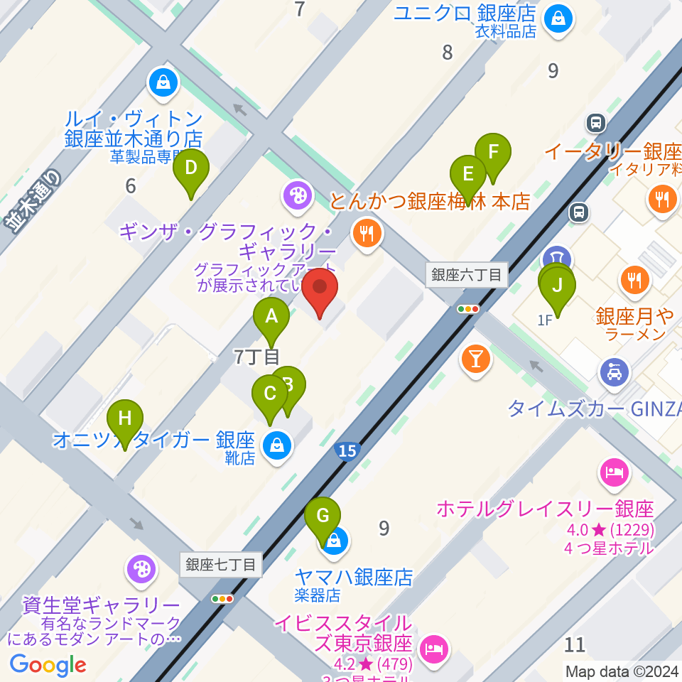 銀座ロッキートップ周辺のカフェ一覧地図