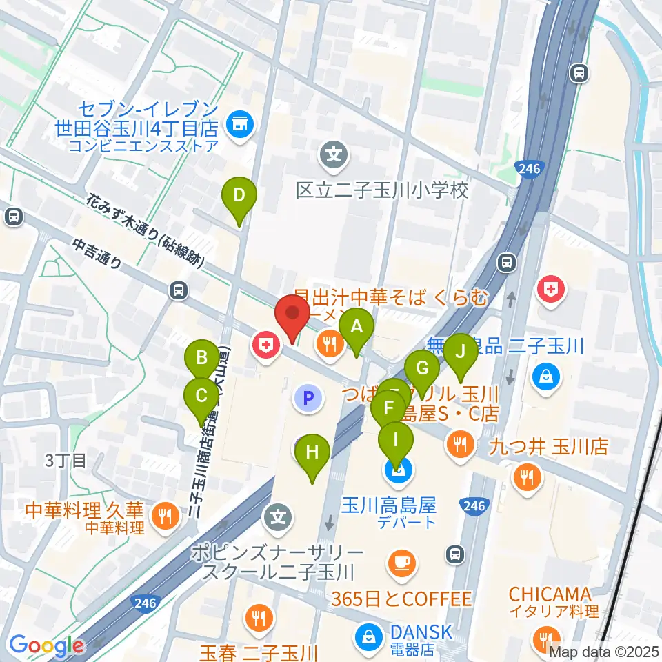 二子玉川GEMINI Theater周辺のカフェ一覧地図