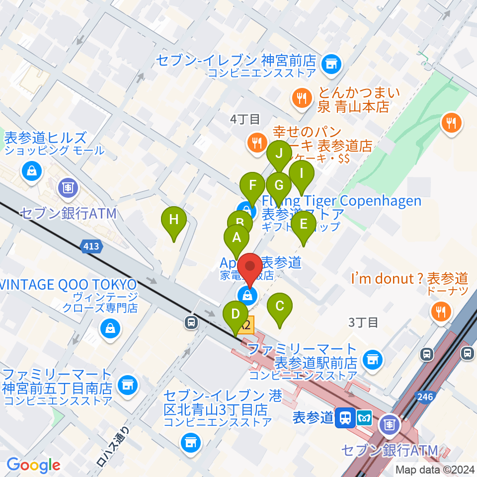 表参道GROUND周辺のカフェ一覧地図