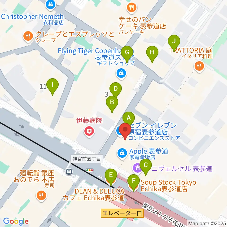 表参道GROUND周辺のカフェ一覧地図