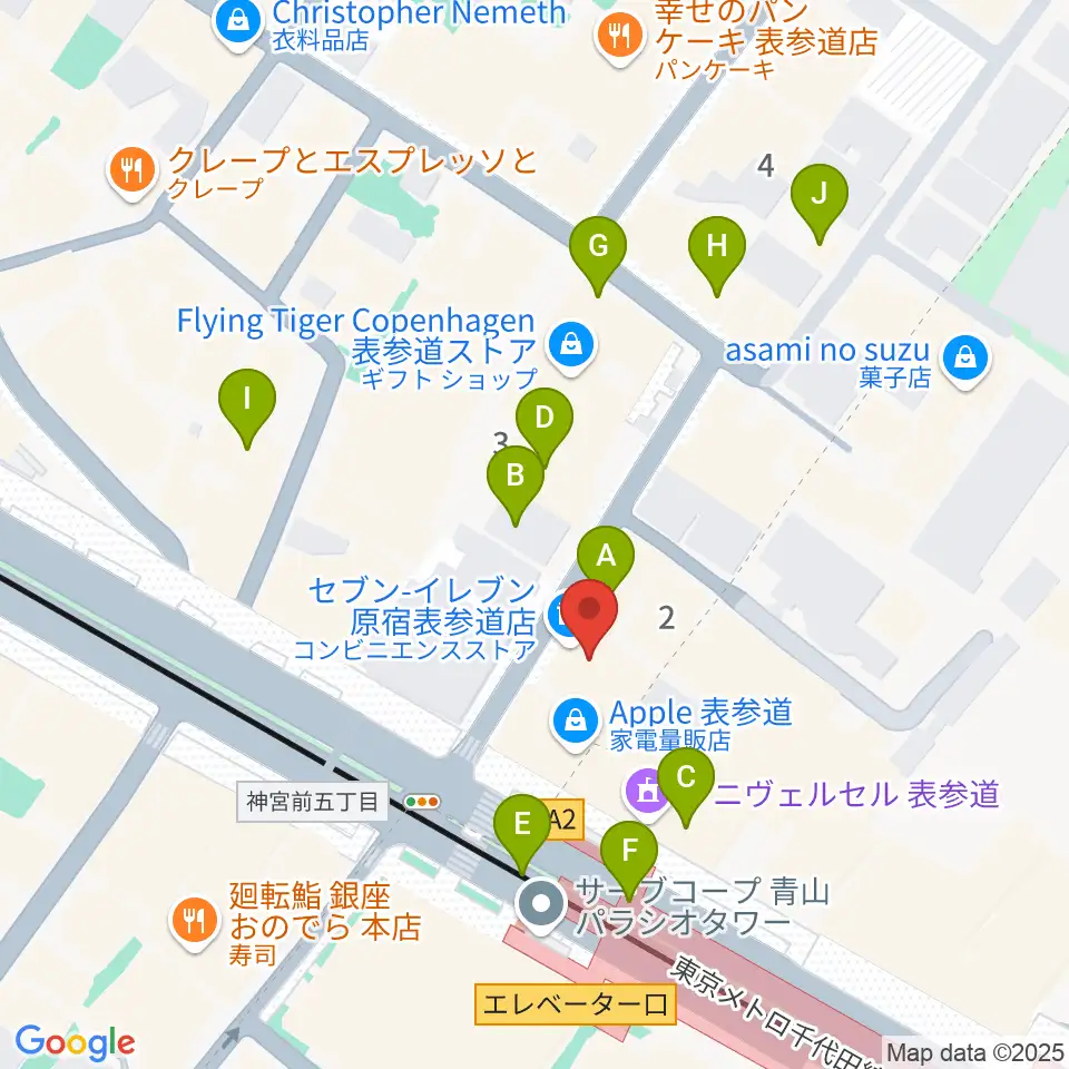 表参道GROUND周辺のカフェ一覧地図