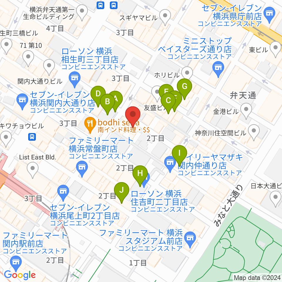 BarBarBar音楽院周辺のカフェ一覧地図