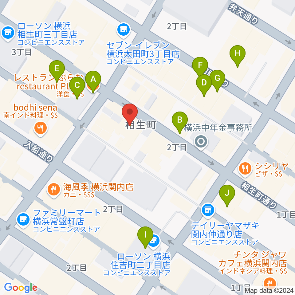 BarBarBar音楽院周辺のカフェ一覧地図