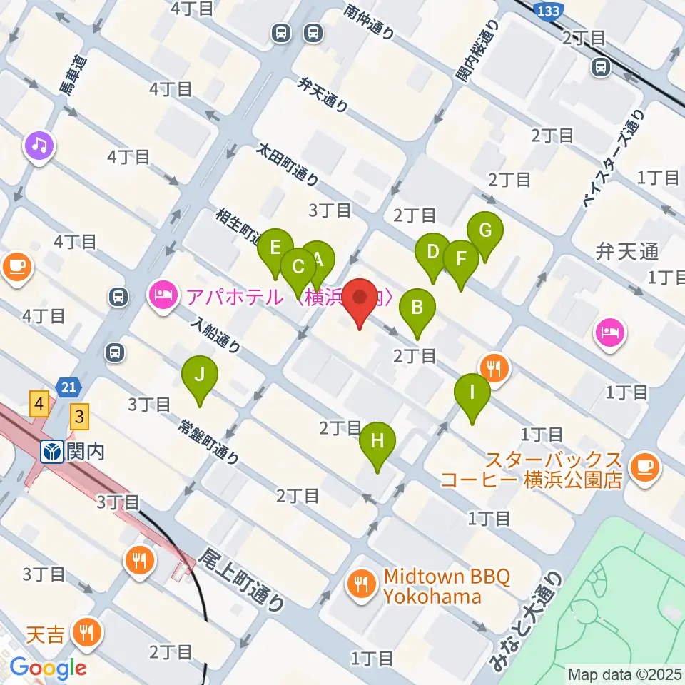 BarBarBar音楽院周辺のカフェ一覧地図