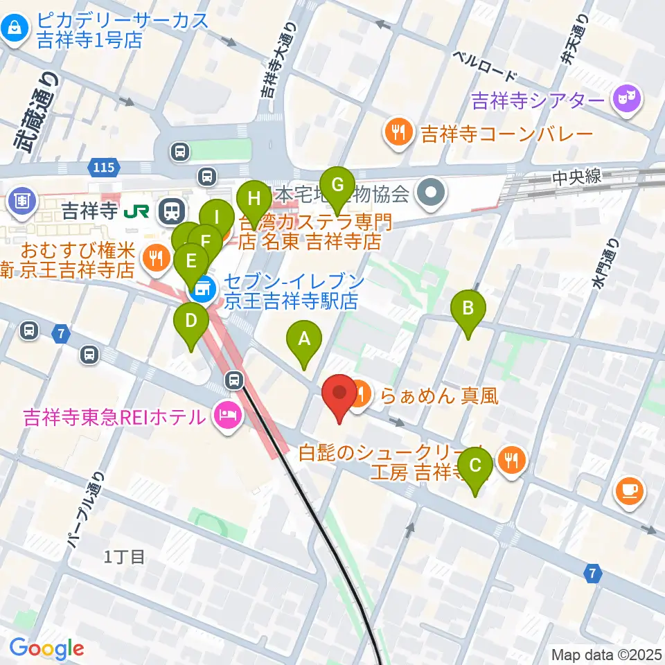 吉祥寺シャッフル周辺のカフェ一覧地図