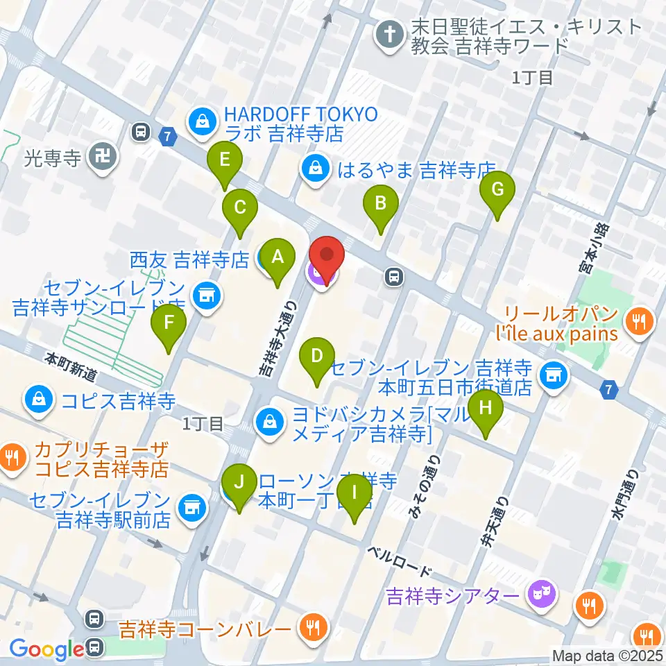 吉祥寺CLUB SEATA周辺のカフェ一覧地図