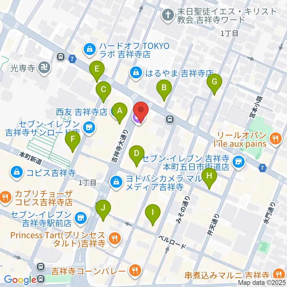 吉祥寺CLUB SEATA周辺のカフェ一覧地図