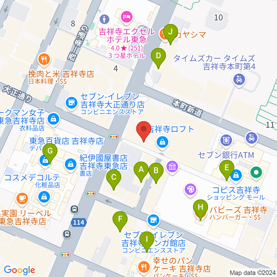 吉祥寺Planet K周辺のカフェ一覧地図