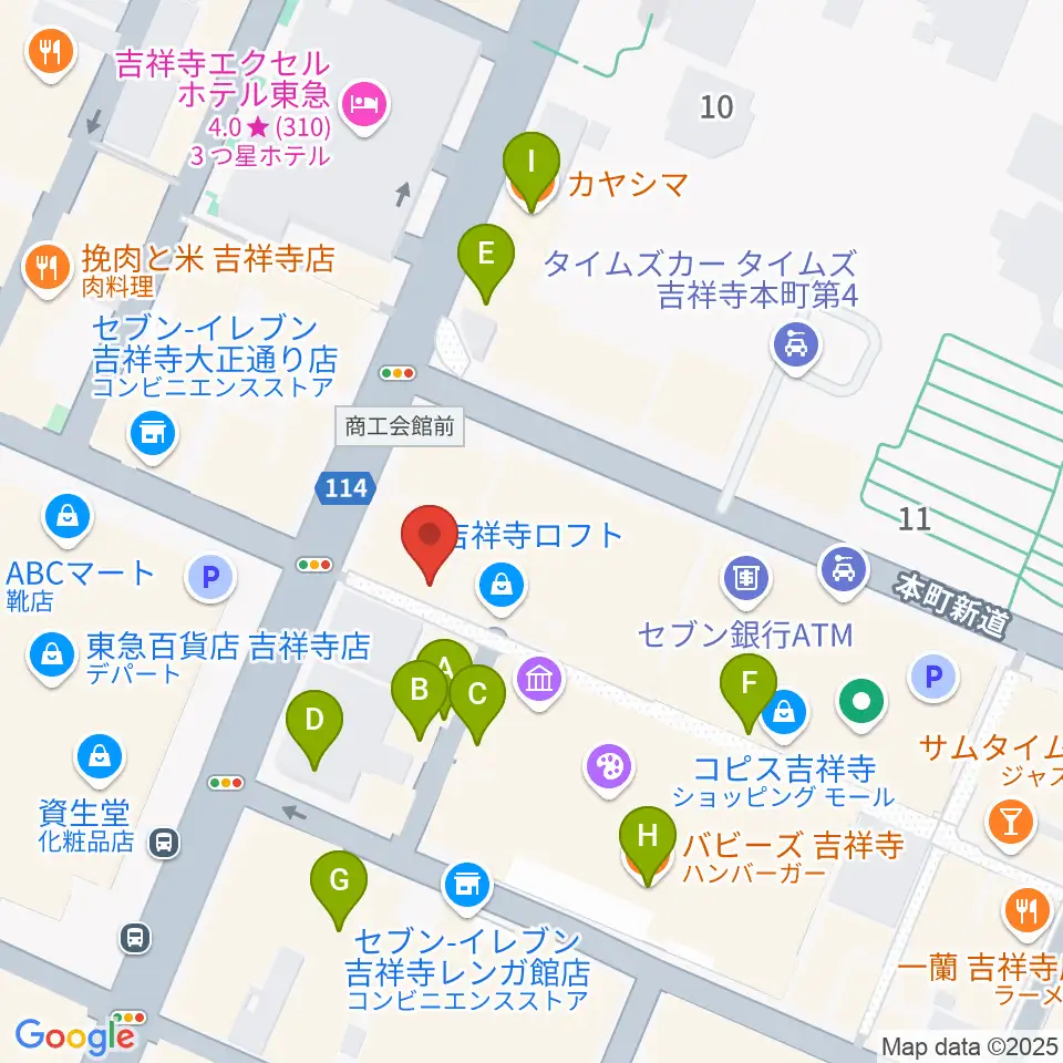 吉祥寺Planet K周辺のカフェ一覧地図