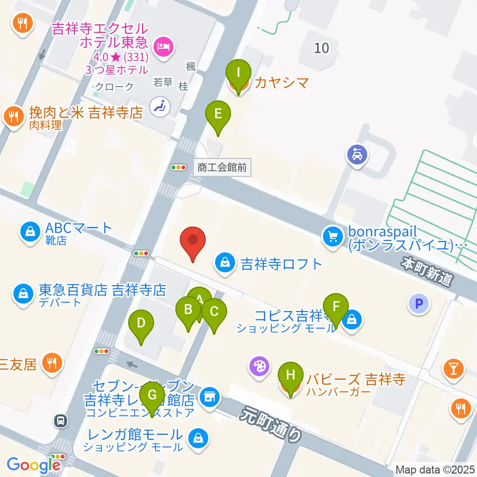 吉祥寺Planet K周辺のカフェ一覧地図